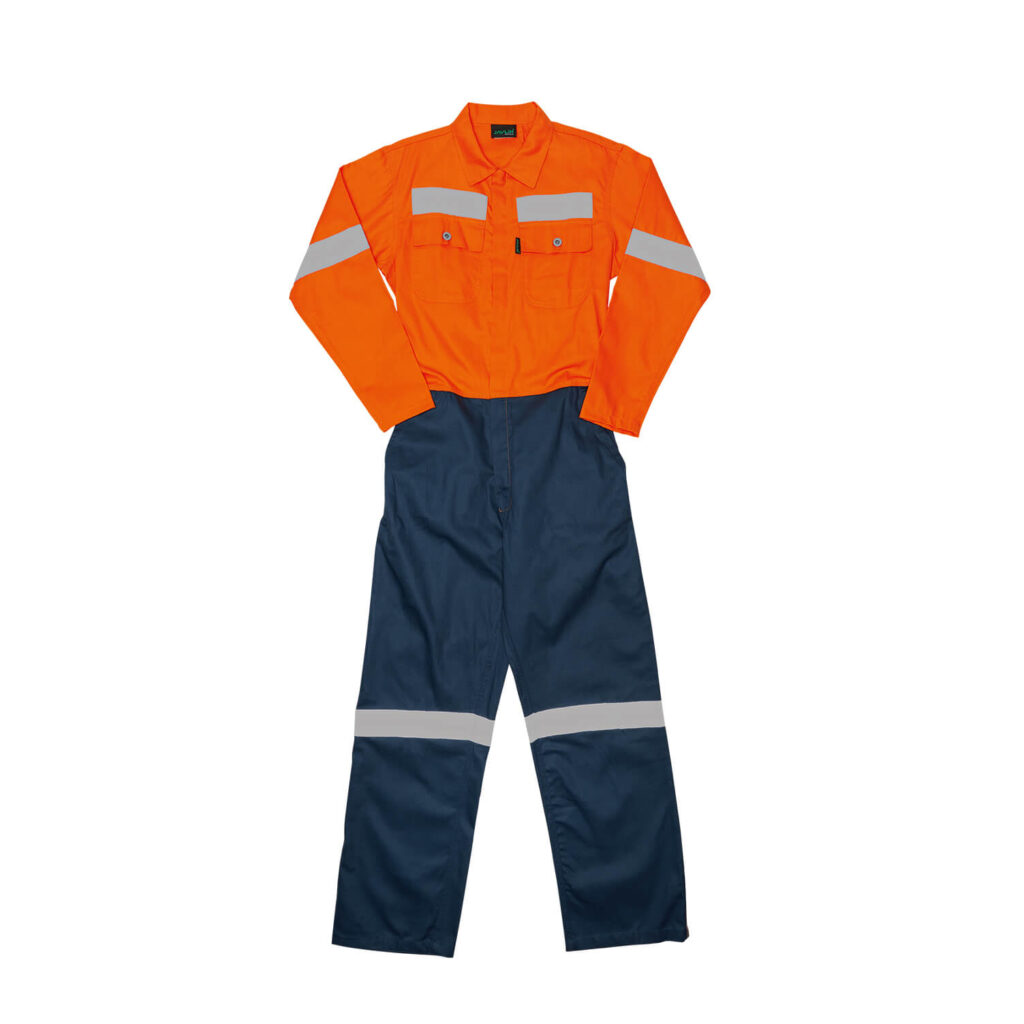 7120ORNA38 J54 Reflective Two Tone Boiler Suit Navy Orange