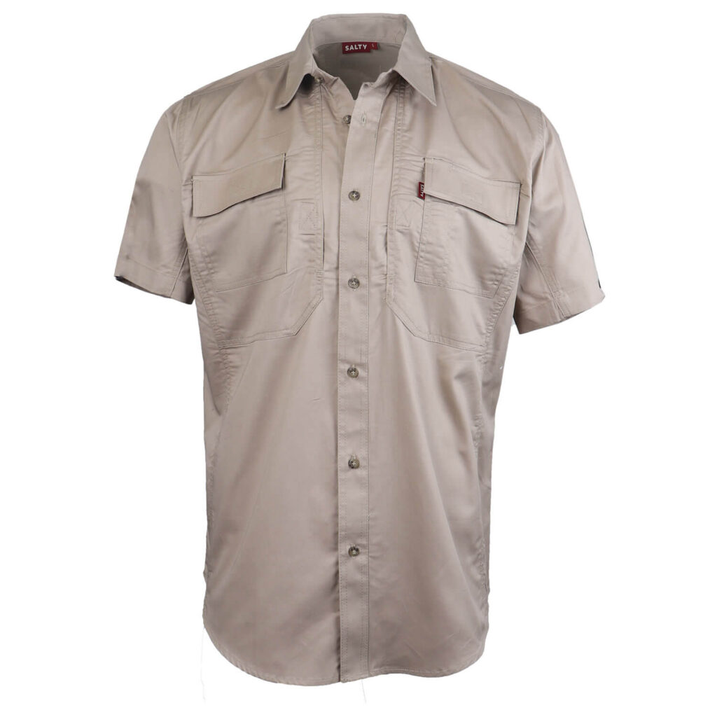 7818 CO 18KH salty katima vented utility short sleeve shirt khaki